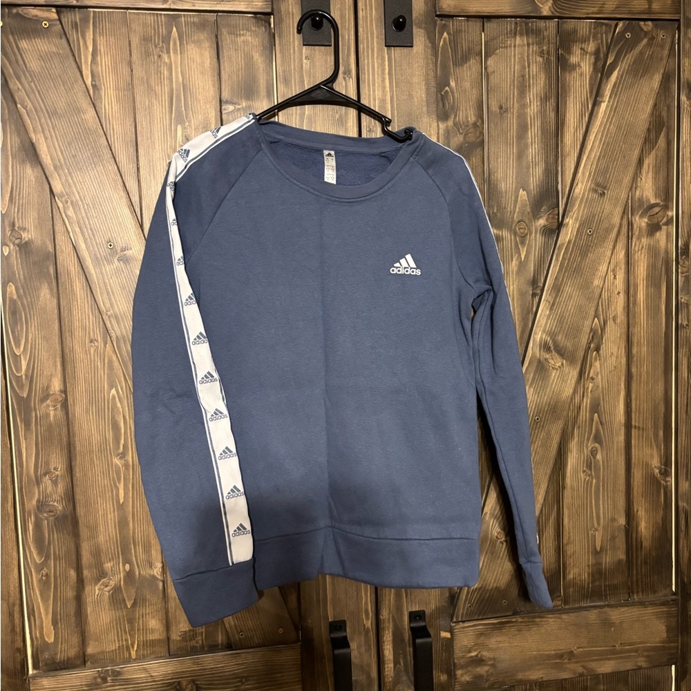 Adidas Navy Sweatshirt with White Logo Sleeve